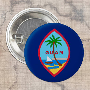 Macaron Rond 2,50 Cm Bouton Guam, mode patriotique du drapeau guaméen