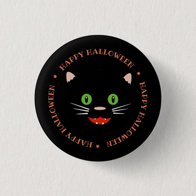 Macaron Rond 2,50 Cm Bouton Halloween Black Cat (Devant)
