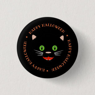 Macaron Rond 2,50 Cm Bouton Halloween Black Cat