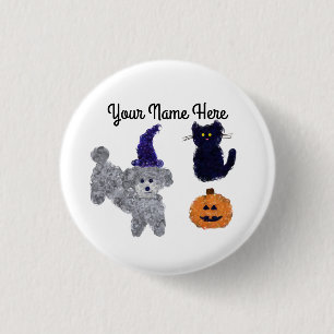 Macaron Rond 2,50 Cm Bouton Halloween Gray Poodle #2
