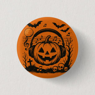 Macaron Rond 2,50 Cm Bouton Halloween pour écouter de la musique