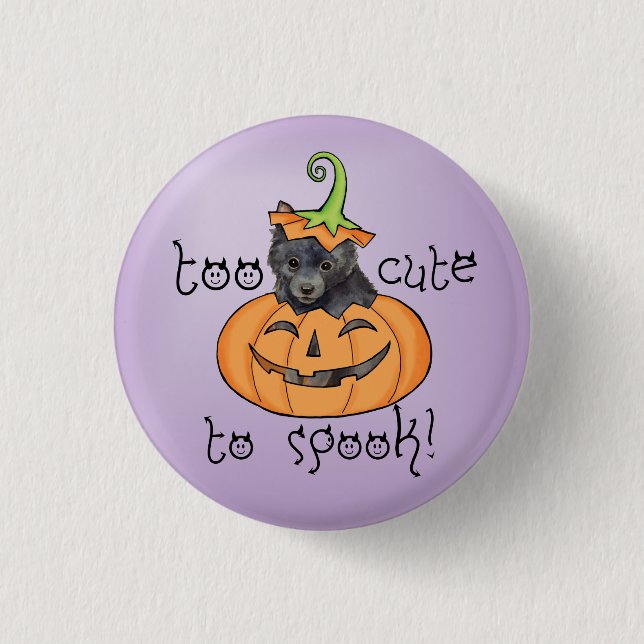 Macaron Rond 2,50 Cm Bouton Halloween Schipperke (Devant)