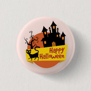 Macaron Rond 2,50 Cm Bouton heureux de Pin hanté par Halloween de la
