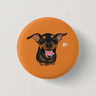 Macaron Rond 2,50 Cm Bouton heureux de Pinback de chien de Pinscher