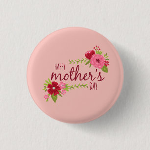 Macaron Rond 2,50 Cm Bouton heureux floral élégant de Pin du jour de