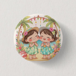MACARON ROND 2,50 CM BOUTON HEUREUX KAWAII HAWAI