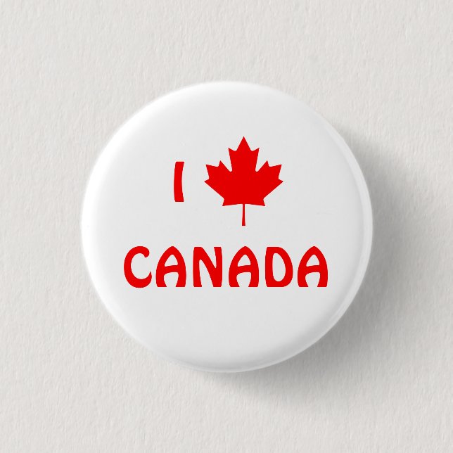 Macaron Rond 2,50 Cm Bouton I Maple Leaf Canada (Devant)
