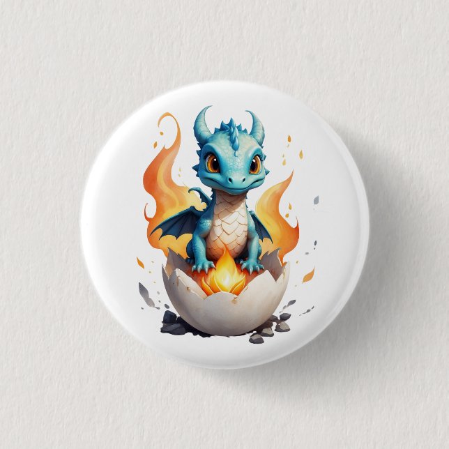 Macaron Rond 2,50 Cm Bouton Imaginaire dragon à couver mou (Devant)
