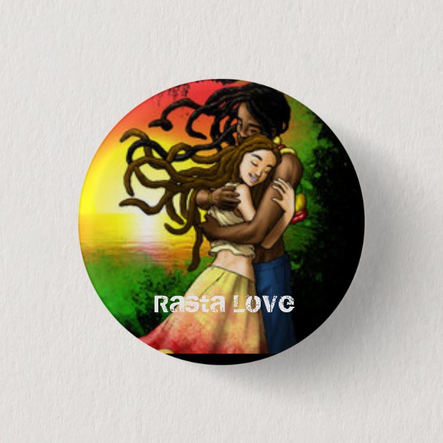 Macaron Rond 2,50 Cm Bouton interracial de Rasta d'amour (Devant)