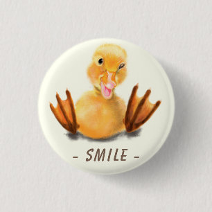 Macaron Rond 2,50 Cm Bouton Interrupteur Canard Accrocheur et Texte