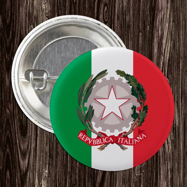 Macaron Rond 2,50 Cm Bouton Italie, Drapeau italien patriotique, Emblèm (Créateur téléchargé)