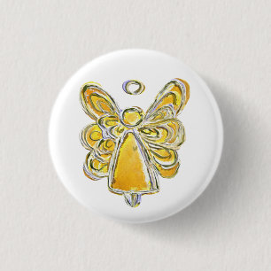 Macaron Rond 2,50 Cm Bouton Jaune Gardien Angel personnalisé Jaune Jour