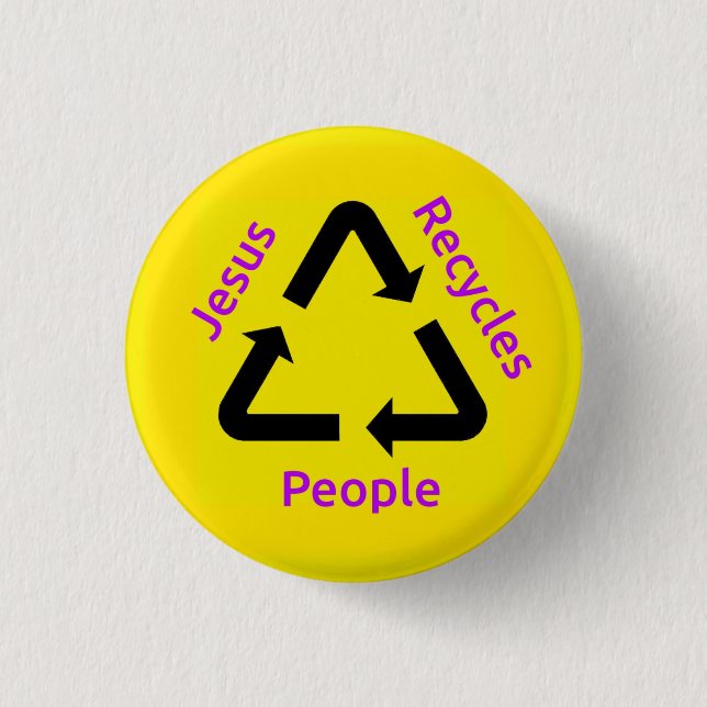 Macaron Rond 2,50 Cm Bouton Jesus Recycles People (Devant)