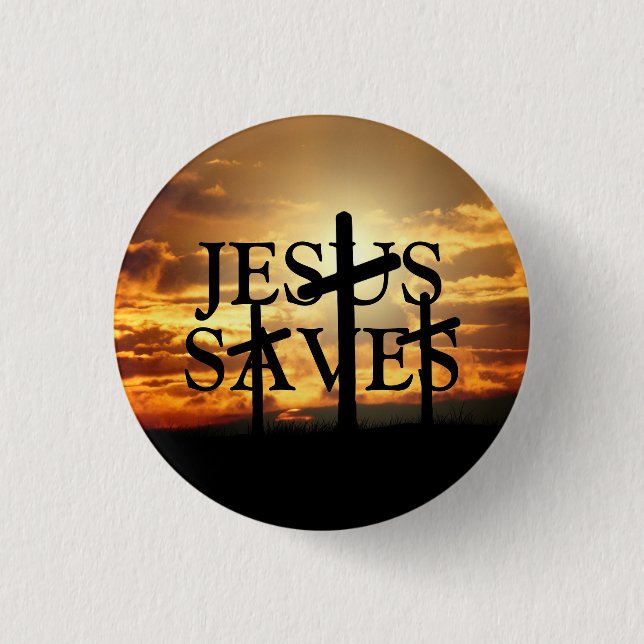 Macaron Rond 2,50 Cm Bouton Jesus Saves (Devant)