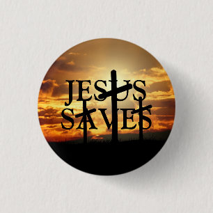 Macaron Rond 2,50 Cm Bouton Jesus Saves