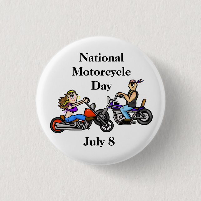 Macaron Rond 2,50 Cm Bouton Journée nationale de la moto (Devant)