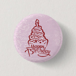 Macaron Rond 2,50 Cm Bouton Joyeux anniversaire