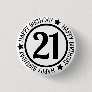 Macaron Rond 2,50 Cm Bouton Joyeux anniversaire 21