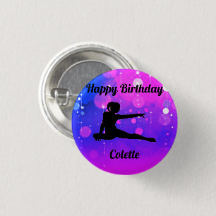Macaron Rond 2,50 Cm Bouton Joyeux anniversaire de la gymnastique des f