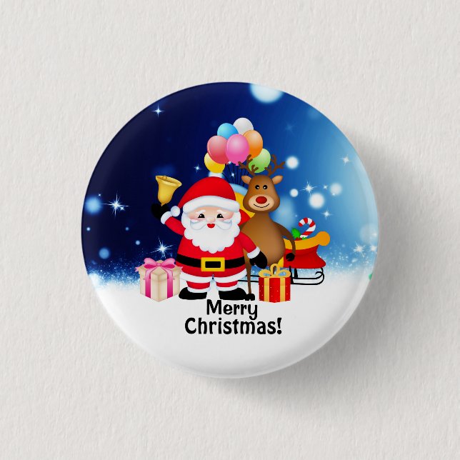 Macaron Rond 2,50 Cm Bouton Joyeux Noël rond (Devant)