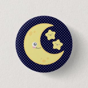 Macaron Rond 2,50 Cm Bouton Kawaii Moon et Stars