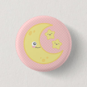 Macaron Rond 2,50 Cm Bouton Kawaii Moon et Stars