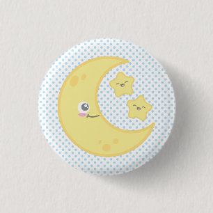 Macaron Rond 2,50 Cm Bouton Kawaii Moon et Stars