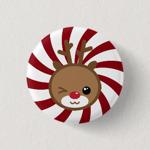 Macaron Rond 2,50 Cm Bouton Kawaii Reindeer