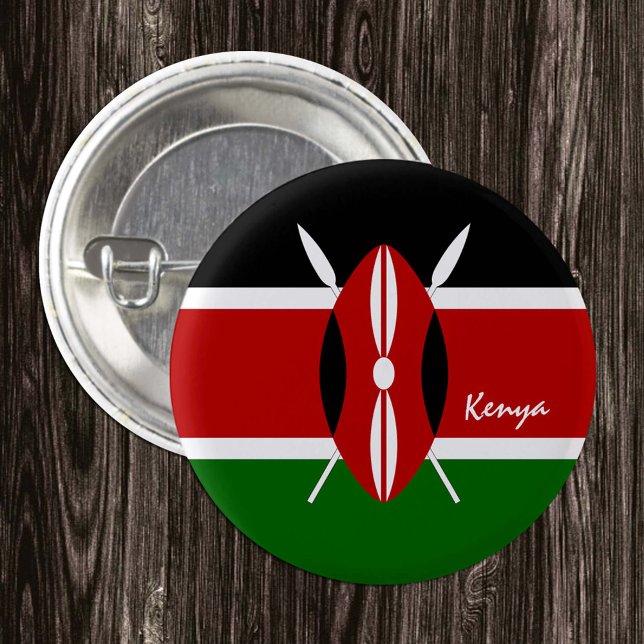Macaron Rond 2,50 Cm Bouton Kenya, mode Drapeau kenyan patriotique (Créateur téléchargé)