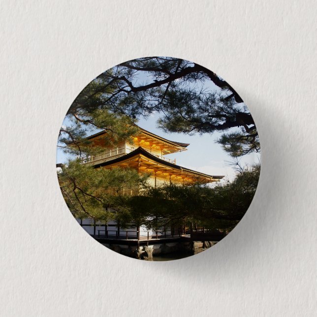 Macaron Rond 2,50 Cm Bouton Kinkakuji (Le Pavillon d'Or) (Devant)