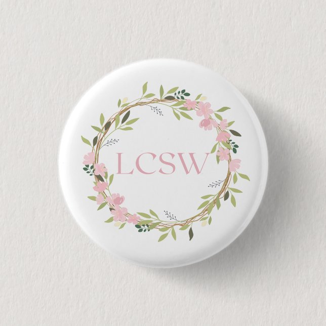 Macaron Rond 2,50 Cm Bouton LCSW de couronne florale (Devant)