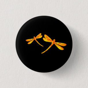 Macaron Rond 2,50 Cm Bouton Libellule - Feu