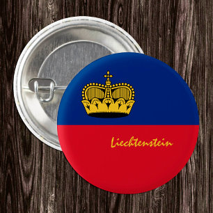 Macaron Rond 2,50 Cm Bouton Liechtenstein, drapeau patriotique Liechten