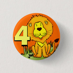 Macaron Rond 2,50 Cm Bouton Lion Lion 4 ans - orange et jaune