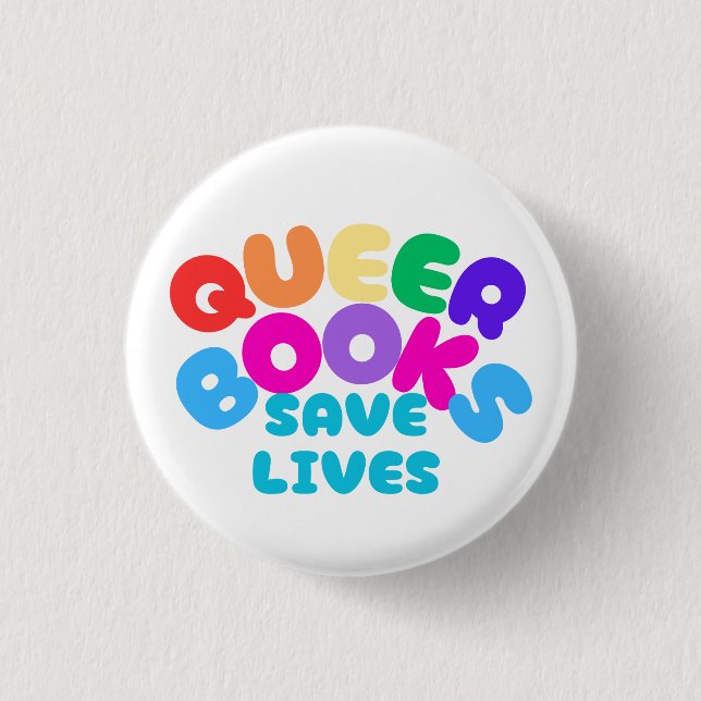 Macaron Rond 2,50 Cm Bouton Livres Queer Save Lives (Devant)
