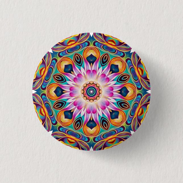 Macaron Rond 2,50 Cm Bouton Lotus Mandala (Devant)