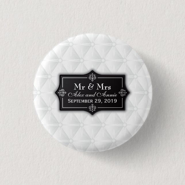 Macaron Rond 2,50 Cm Bouton Luxuriant Personnalisé Mariage (Devant)