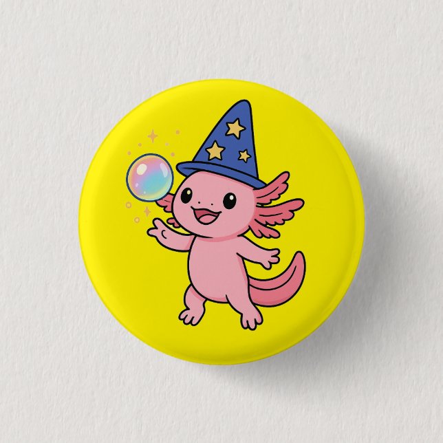 Macaron Rond 2,50 Cm Bouton Magicien Axolotl (Devant)