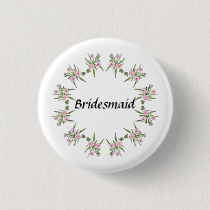 Macaron Rond 2,50 Cm Bouton mariage rose floral