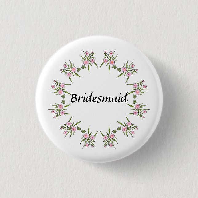 Macaron Rond 2,50 Cm Bouton mariage rose floral (Devant)