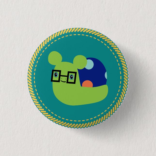 Macaron Rond 2,50 Cm Bouton Mascot d'escargot IGGPPCamp (Devant)