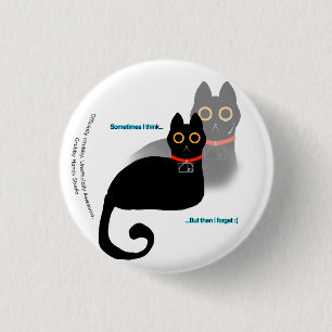 Macaron Rond 2,50 Cm Bouton Mème de chat noir