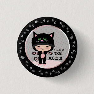 Macaron Rond 2,50 Cm Bouton mignon de chat