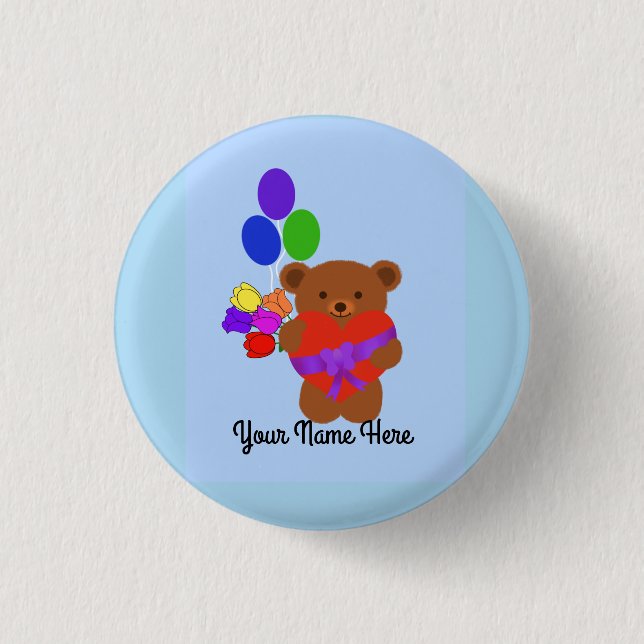 Macaron Rond 2,50 Cm Bouton mignon ours en peluche n° 4 (Devant)