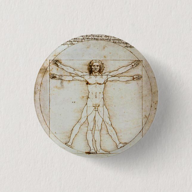 Macaron Rond 2,50 Cm Bouton minuscule de Vitruvian Man (Devant)