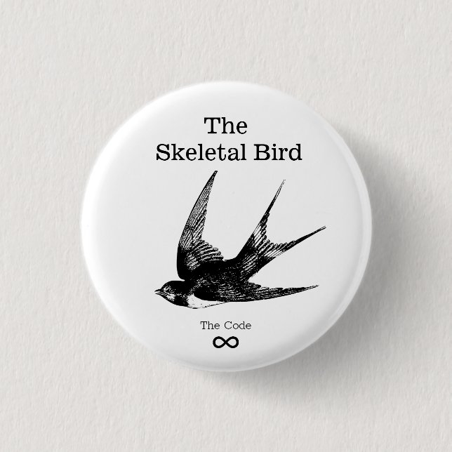 Macaron Rond 2,50 Cm Bouton minuscule Oiseau Skeletal (Devant)