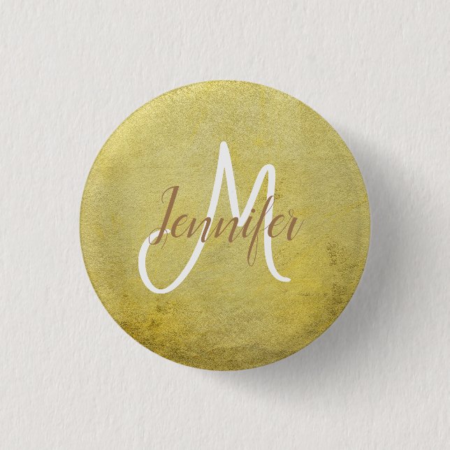 Macaron Rond 2,50 Cm Bouton Monogram simple rond classique (Devant)
