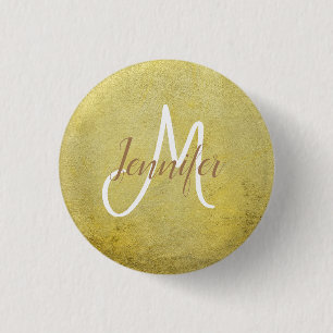 Macaron Rond 2,50 Cm Bouton Monogram simple rond classique