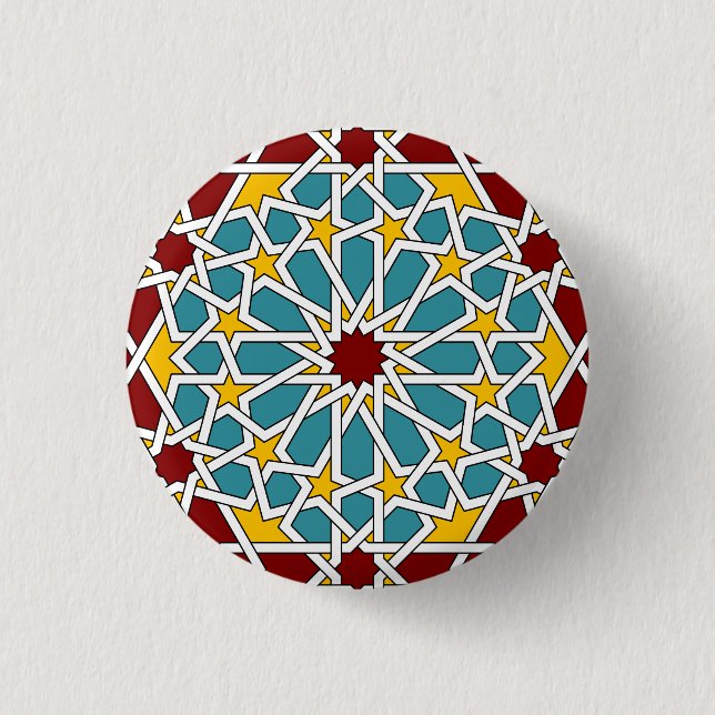 Macaron Rond 2,50 Cm Bouton motif géométrique islamique (Devant)