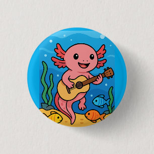 Macaron Rond 2,50 Cm Bouton Musicien Axolotl